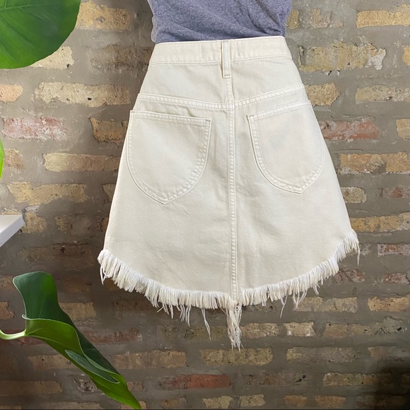 FREE PEOPLE ~ NWT Cream Distressed Mini Skirt - Picture 2 of 7